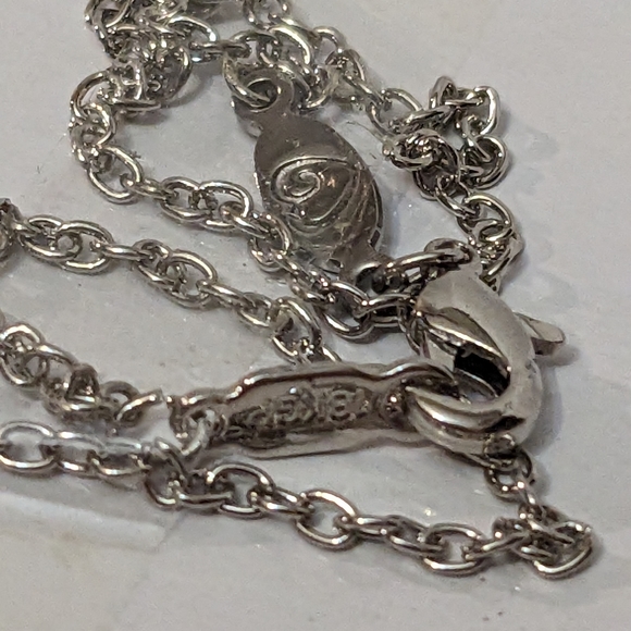 NEW September Sapphire 18K White Gold Pl Double Heart Spinner Pendant Necklace - Picture 6 of 9